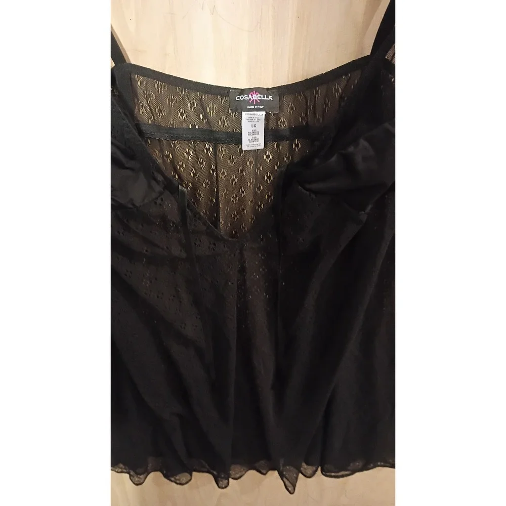 Cosabella Black Lace Babydoll Chemise Sheer Large. Boudoir Chic, Y2K Whimsigoth.